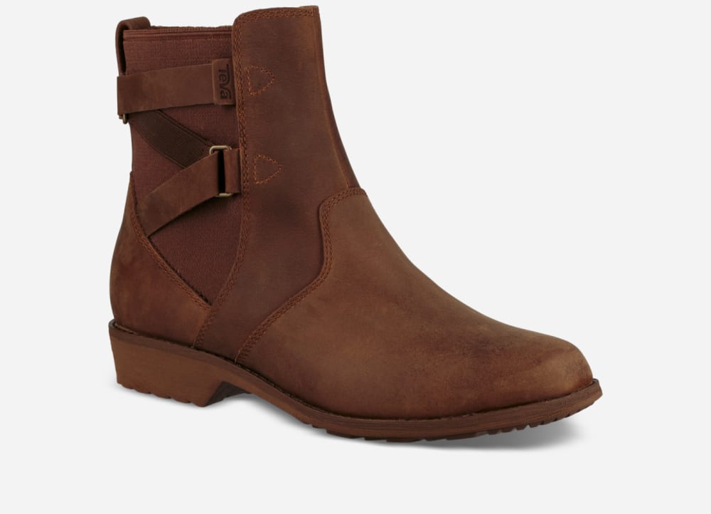 Bottes Teva Ellery Ankle Waterproof Femme Marron | France-1365