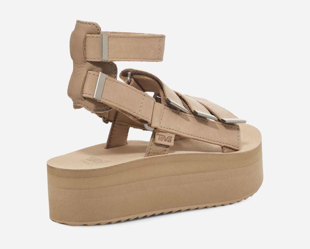 Sandales à Plateforme Teva Flatform Mevia Leather Femme Abricot | France-3810