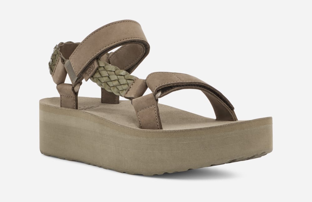 Sandales à Plateforme Teva Flatform Universal Interweave Femme Vert Olive | France-8573