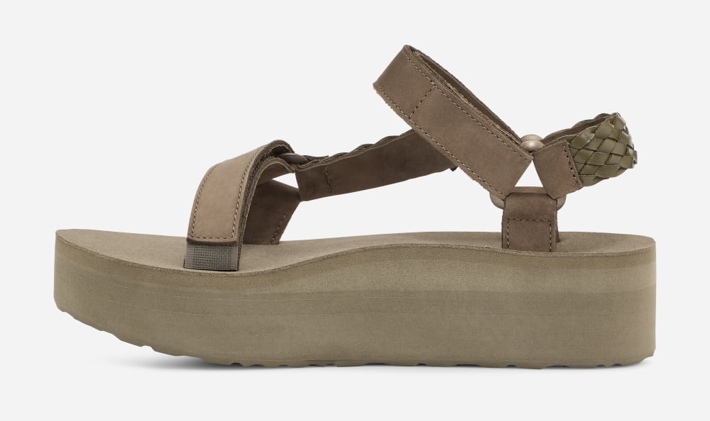 Sandales à Plateforme Teva Flatform Universal Interweave Femme Vert Olive | France-8573