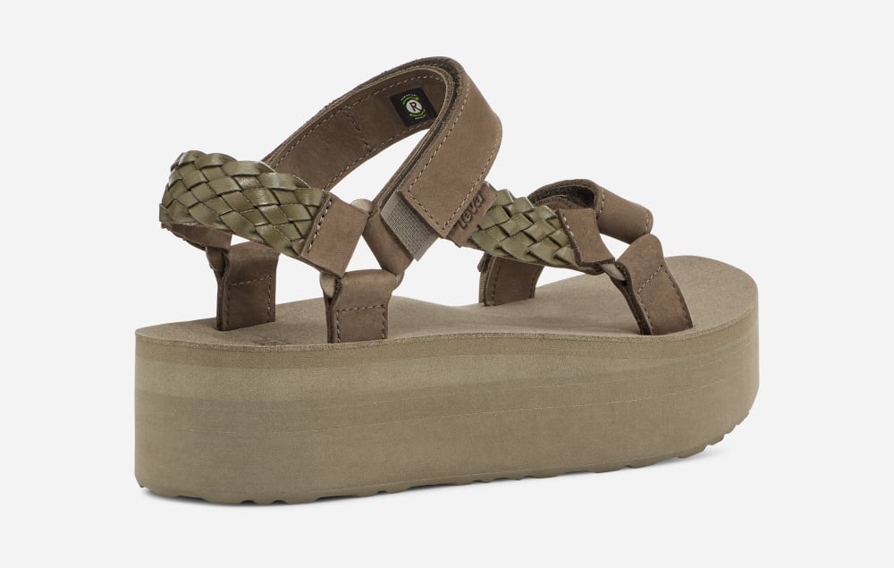 Sandales à Plateforme Teva Flatform Universal Interweave Femme Vert Olive | France-8573