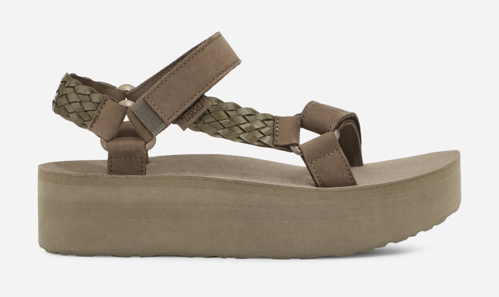 Sandales à Plateforme Teva Flatform Universal Interweave Femme Vert Olive | France-8573