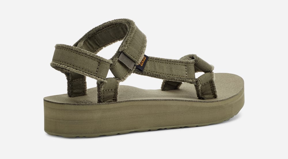 Sandales à Plateforme Teva Midform Universal Canvas Femme Vert Olive | France-2705