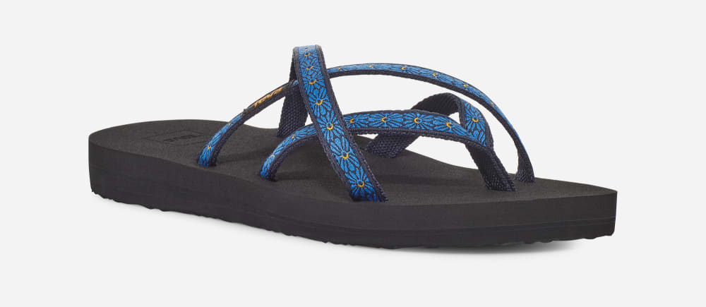 Tong Teva Olowahu Femme Fleur Bleu Marine | France-3761